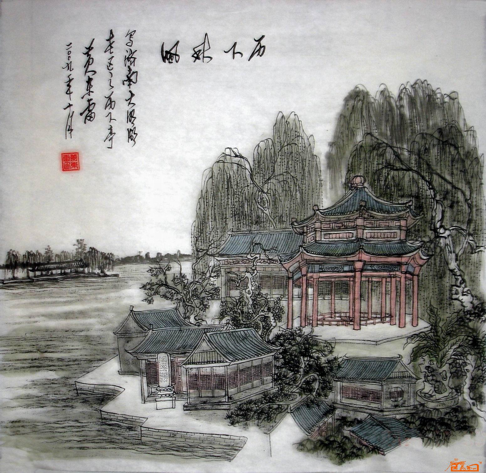 名家 黄东雷(古画王子) 山水 - 济南大明湖系列国画